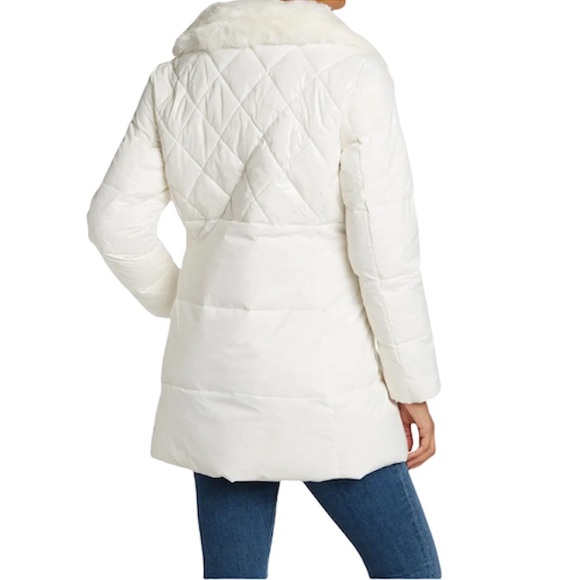 ♠️kate spade Quilted Feather & Down Puffer Coat, Cream Combo NWT - Picture 7 of 14